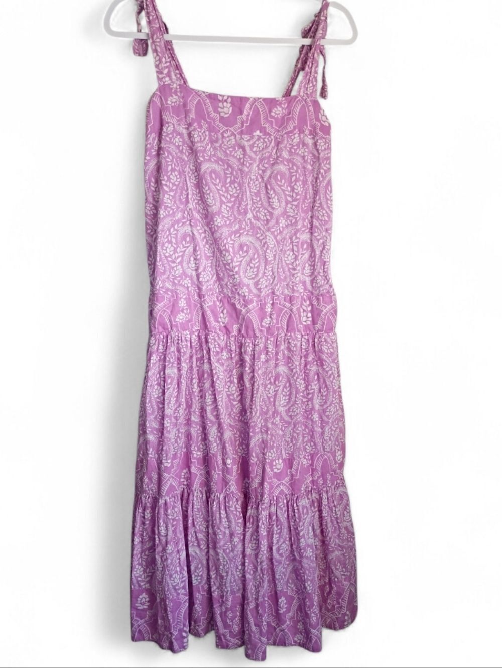 Tuckernuck Ro's Garden Midi Dress Paisley Pink Medium Tiered Swing Flowy Cottage